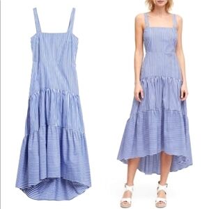 NWT Banana Republic Blue & White Striped Tiered Maxi Dress Size 4